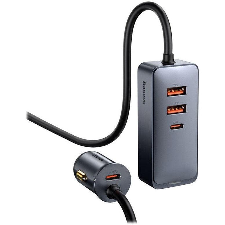 Baseus Auto Snellader 120W met 2 USB en 2 USB-C Fast Charge Poorten 1.5 meter