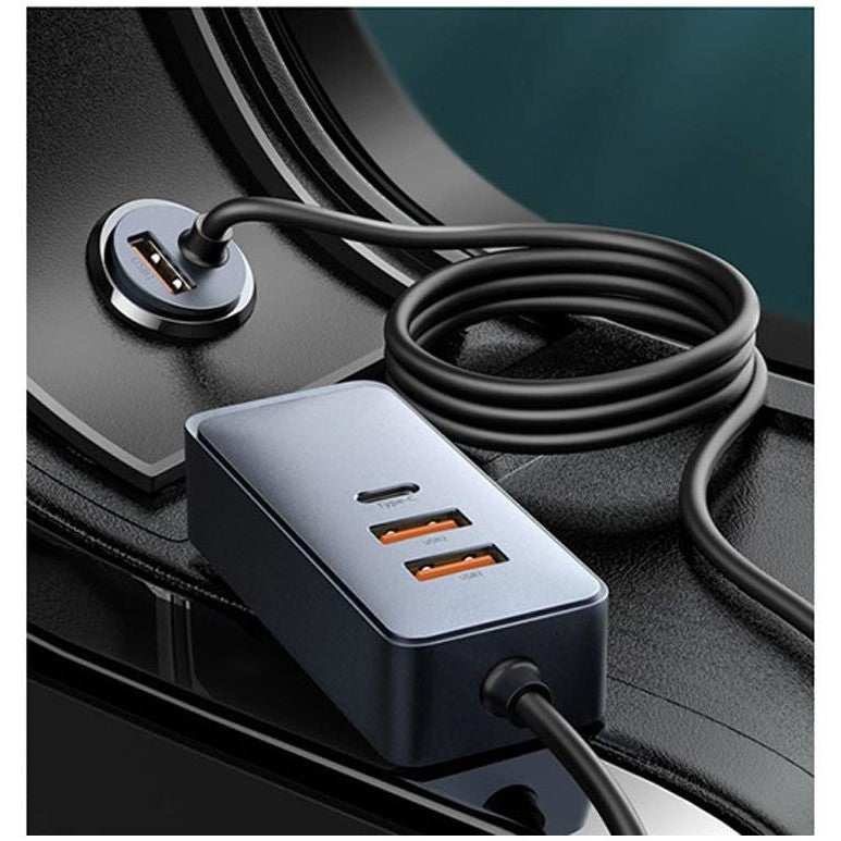 Baseus Auto Snellader 120W met 2 USB en 2 USB-C Fast Charge Poorten 1.5 meter