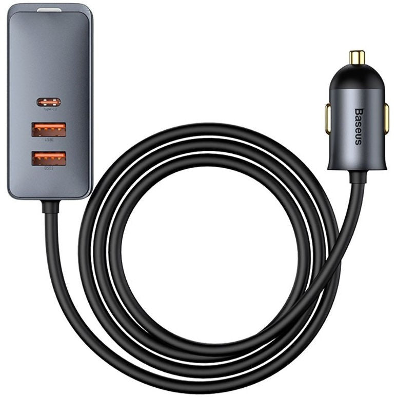 Baseus Auto Snellader 120W met 2 USB en 2 USB-C Fast Charge Poorten 1.5 meter