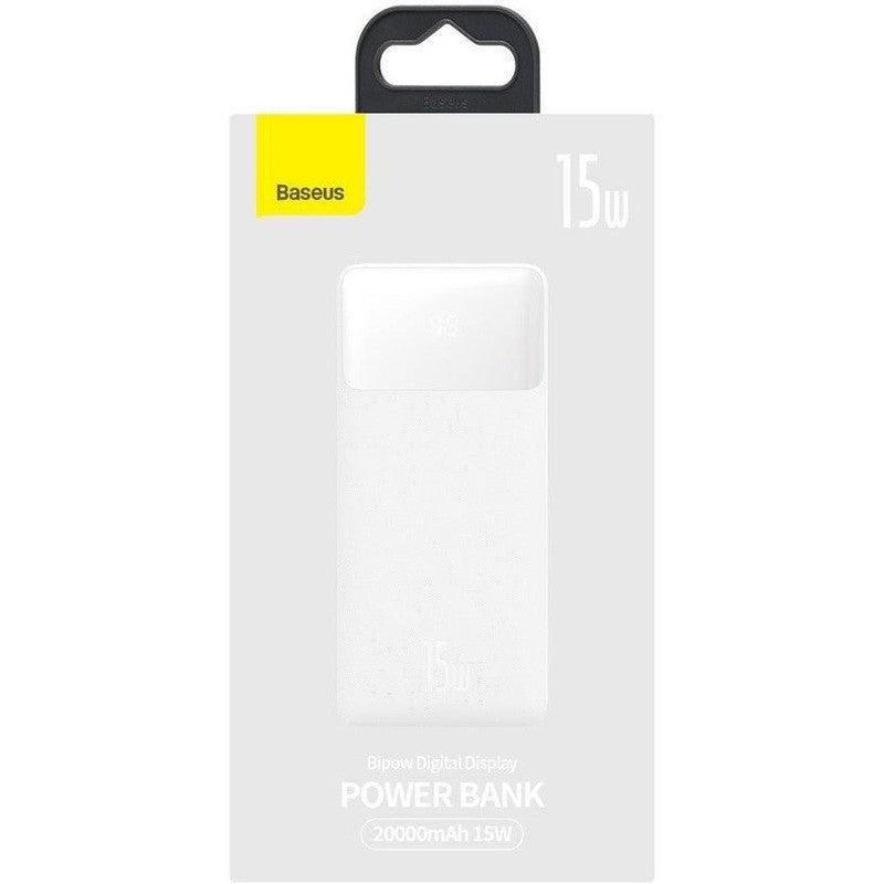 Baseus Bipow 20.000 mAh USB-C Powerbank Reisformaat Met Display Wit