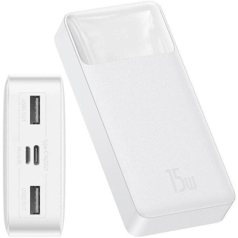 Baseus Bipow 20.000 mAh USB-C Powerbank Reisformaat Met Display Wit