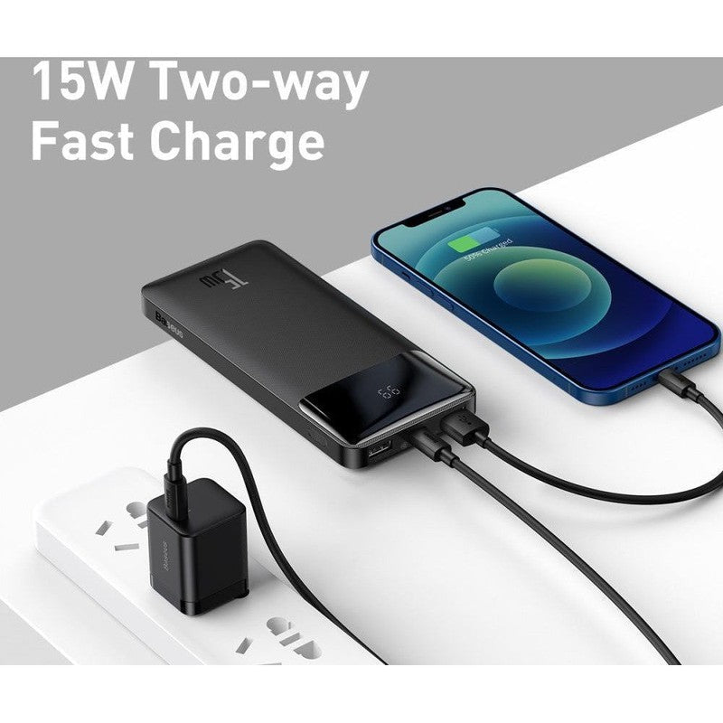 Baseus Bipow 20.000 mAh USB-C Powerbank Reisformaat Met Display Wit