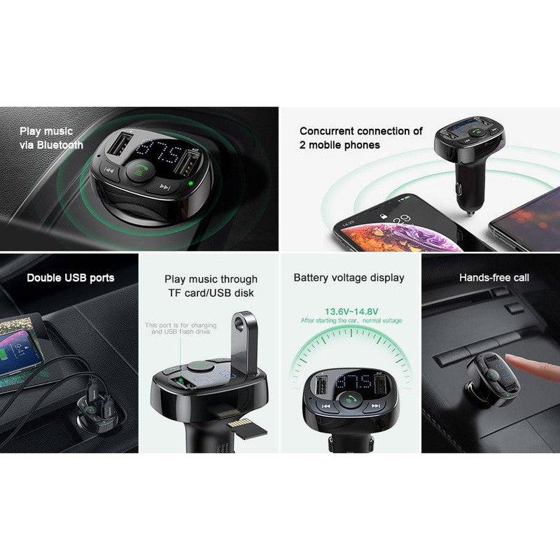 Baseus Bluetooth Muziek FM Transmitter en Dubbele USB Poort Autolader