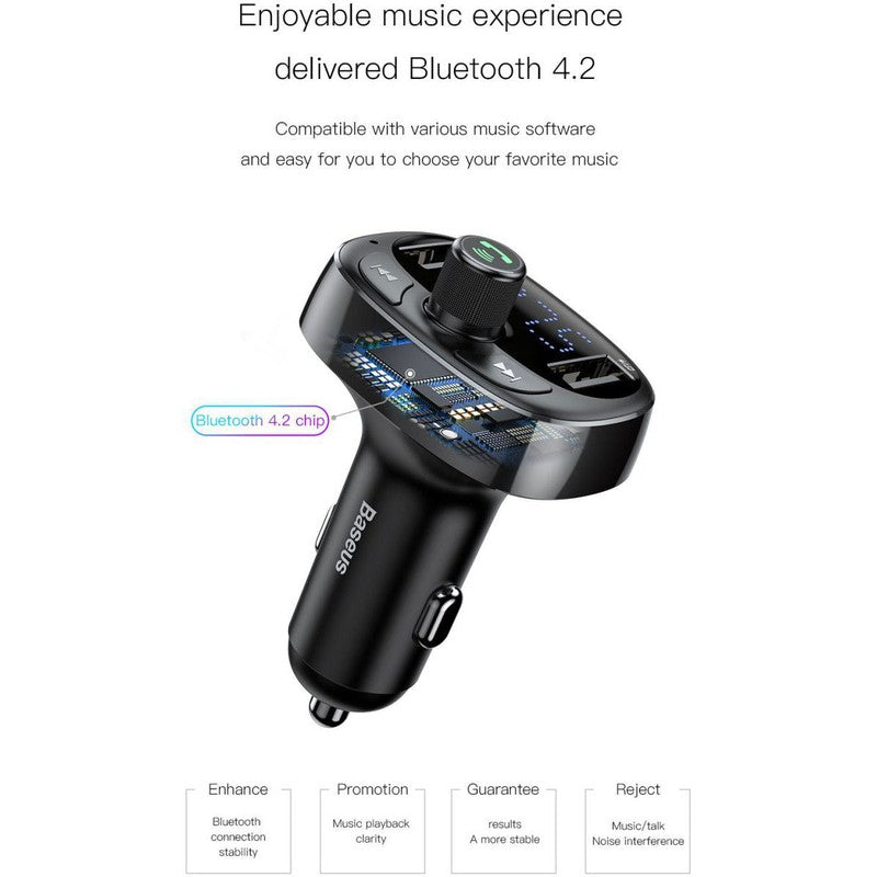 Baseus Bluetooth Muziek FM Transmitter en USB Autolader