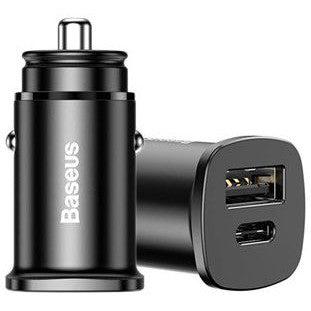 Baseus Dubbele Poort Universele USB+USB-C 30W Snellader Adapter Zwart