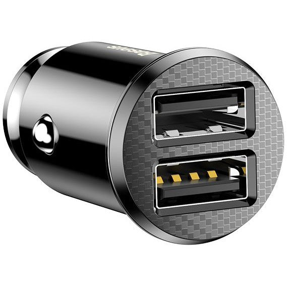 Baseus Dubbele USB Fast charge Autolader 15W Zwart