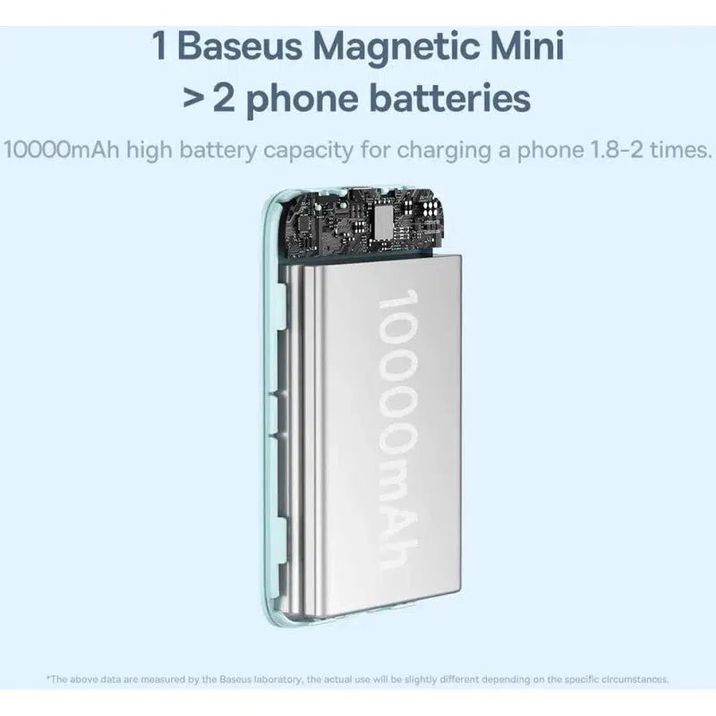 Baseus Megattach 10.000 mAh Powerbank Compact Met MagSafe Blauw 20W