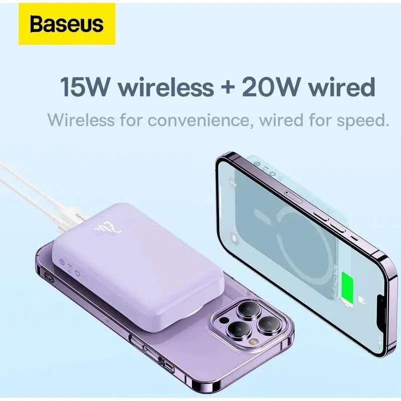 Baseus Megattach 10.000 mAh Powerbank Compact Met MagSafe Paars 20W