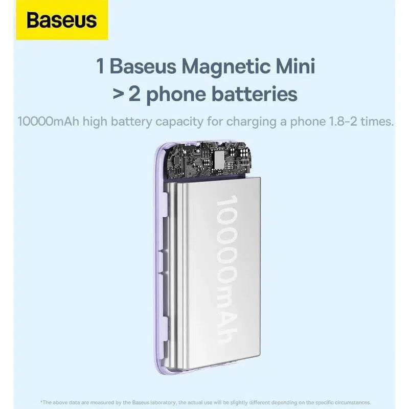 Baseus Megattach 10.000 mAh Powerbank Compact Met MagSafe Paars 20W