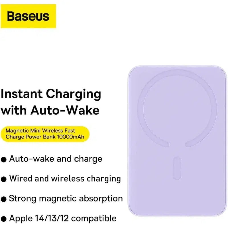 Baseus Megattach 10.000 mAh Powerbank Compact Met MagSafe Paars 20W