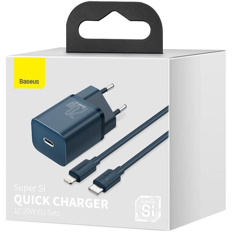 Baseus Snellader 20W PD + USB-C naar Apple Lightning Kabel 1M Blauw