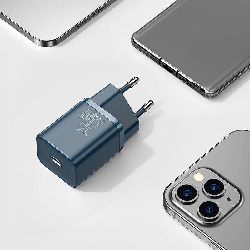 Baseus Snellader 20W PD + USB-C naar Apple Lightning Kabel 1M Blauw