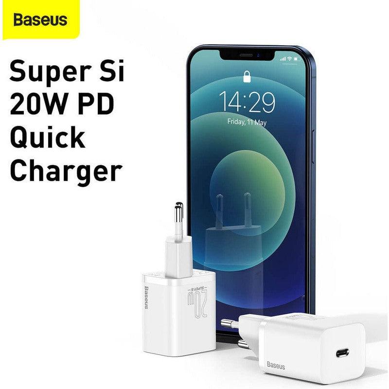 Baseus Snellader 20W PD + USB-C naar Apple Lightning Kabel 1M Blauw