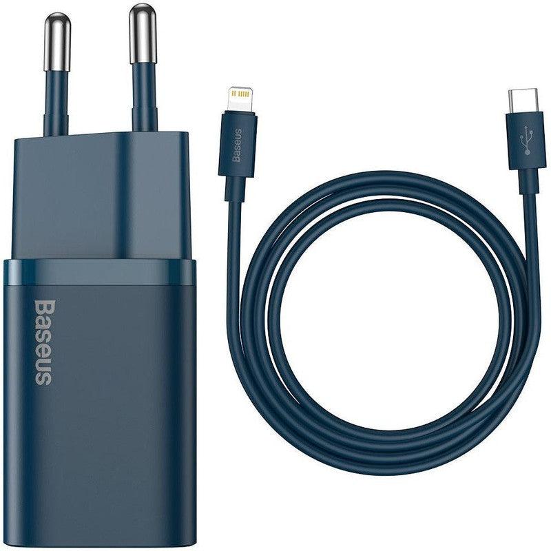 Baseus Snellader 20W PD + USB-C naar Apple Lightning Kabel 1M Blauw