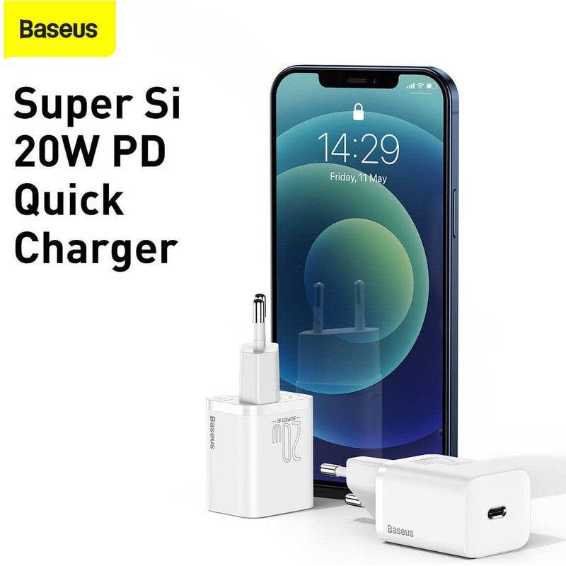 Baseus Snellader 20W PD + USB-C naar Apple Lightning Kabel 1M Wit