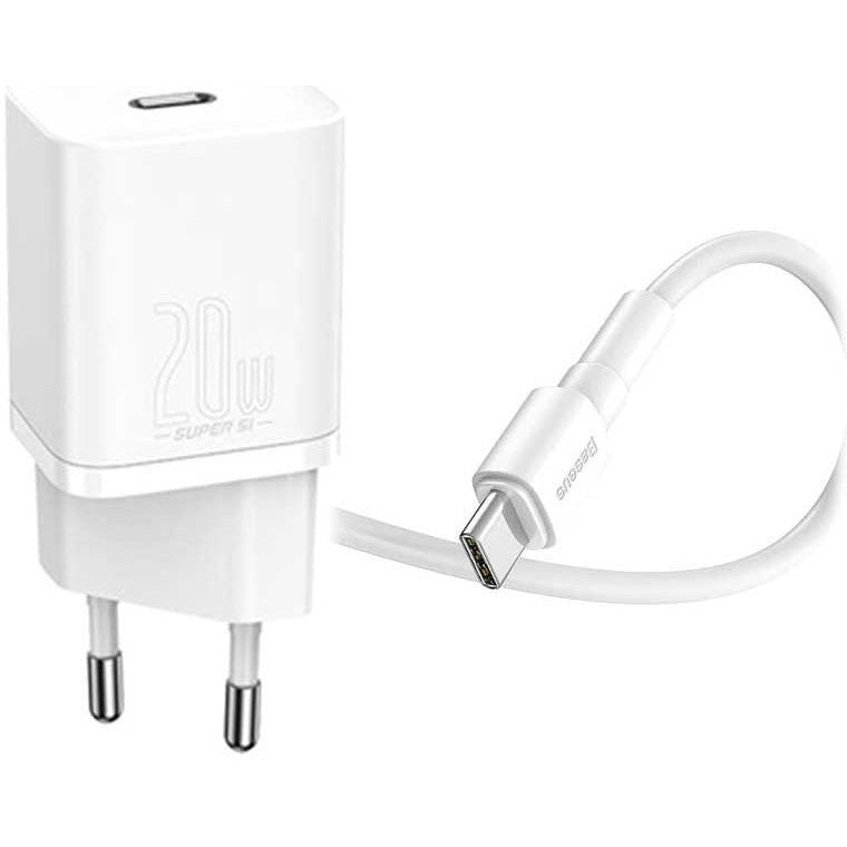 Baseus Snellader 20W PD + USB-C naar Apple Lightning Kabel 1M Wit