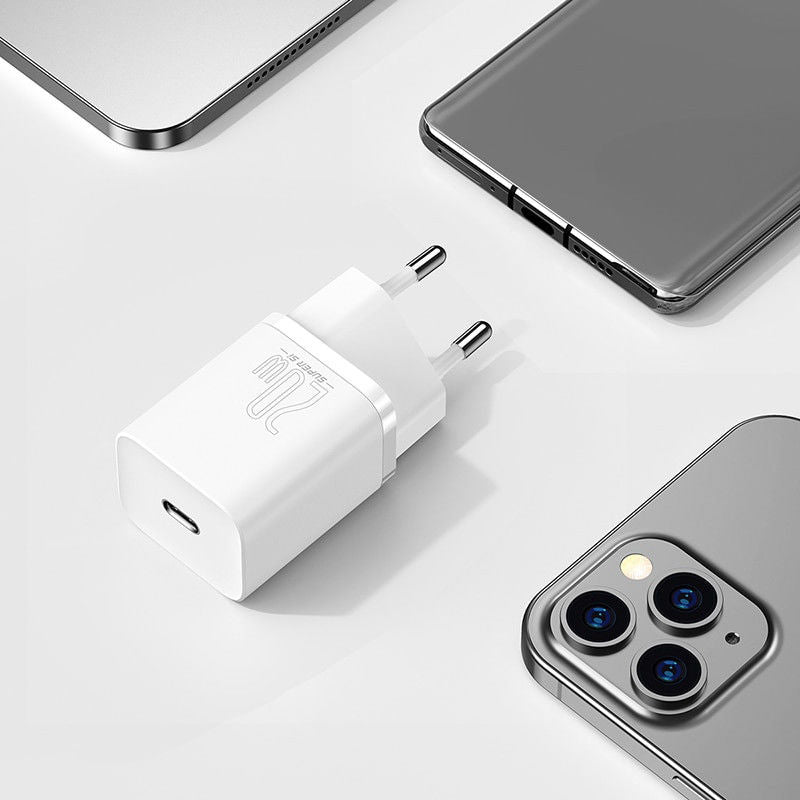 Baseus Snellader 20W PD + USB-C naar Apple Lightning Kabel 1M Wit