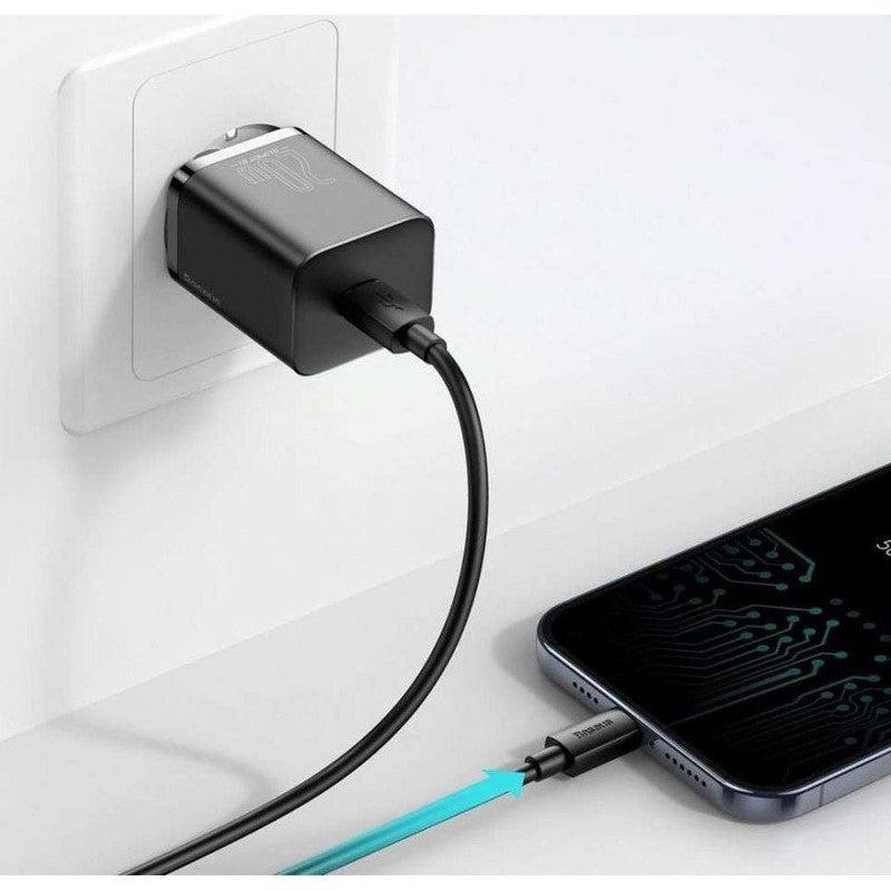 Baseus Snellader 20W PD + USB-C naar Apple Lightning Kabel 1M Zwart