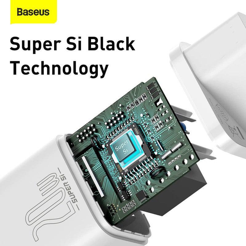 Baseus Snellader 20W PD + USB-C naar Apple Lightning Kabel 1M Zwart