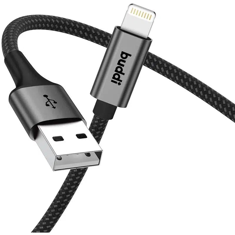 Buddi Flex USB-A naar Lightning Kabel 12W Fast Charge 30CM Zwart