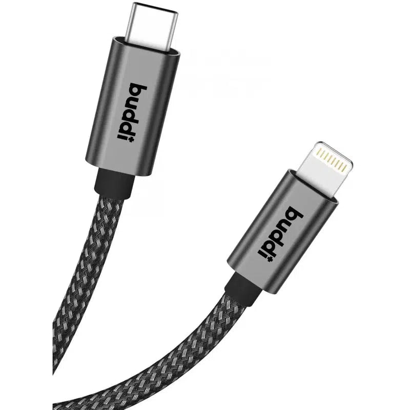 Buddi Flex USB-C naar Lightning Kabel 20W Fast Charge 1M Zwart