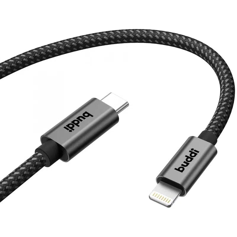 Buddi Flex USB-C naar Lightning Kabel 20W Fast Charge 1M Zwart