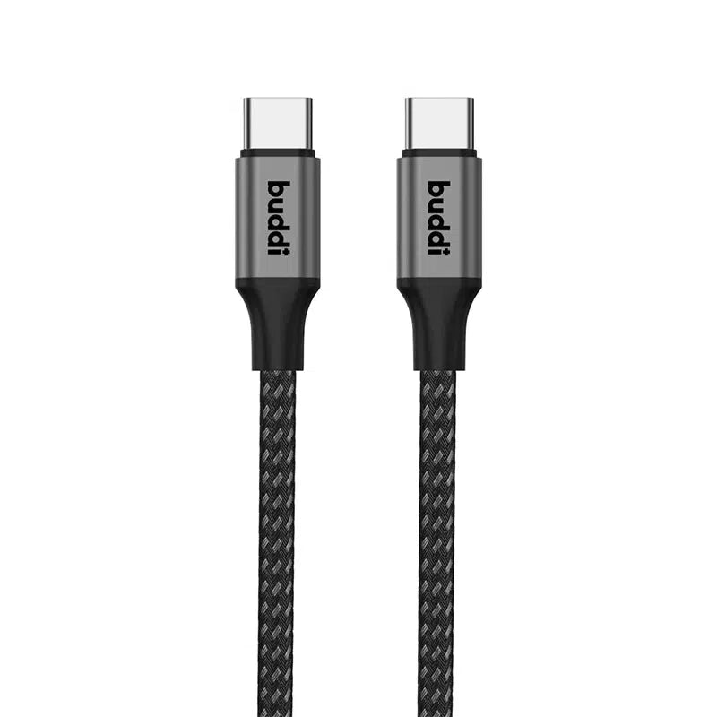 Buddi Flex USB-C naar USB-C Kabel 60W Fast Charge 1M Zwart