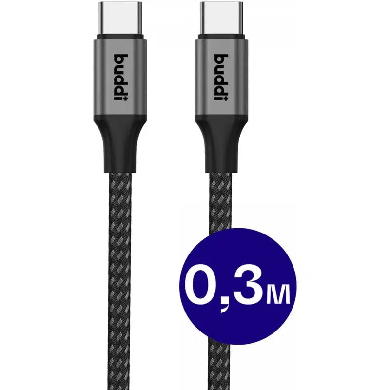 Buddi Flex USB-C naar USB-C Kabel 60W Fast Charge 30cm Zwart