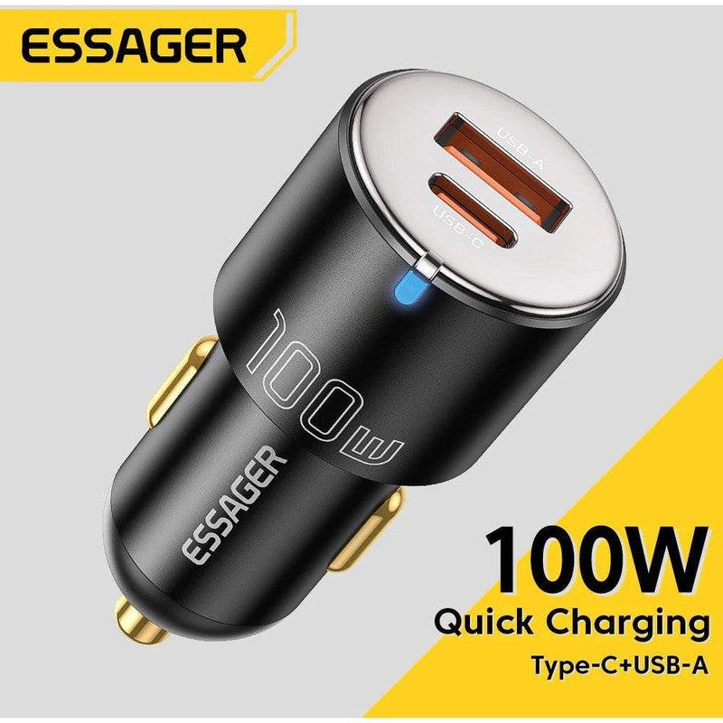 Essager Optimus Prime Auto Snellader 100W Fast Charge Autolader Zwart