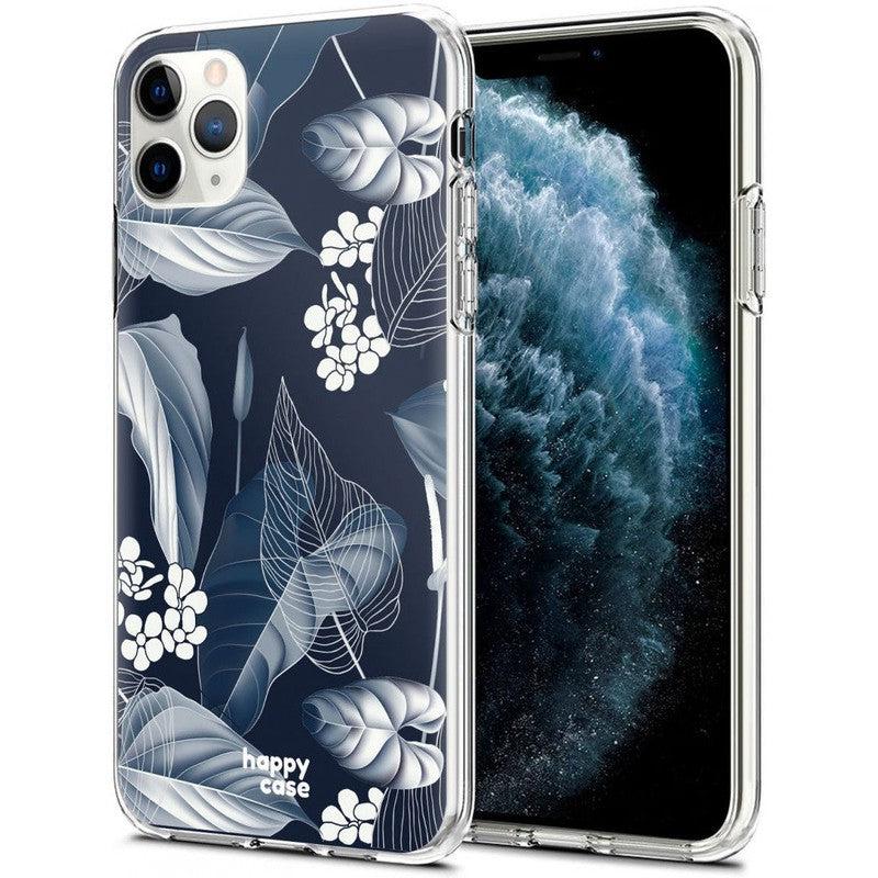 HappyCase iPhone 11 Pro Hoesje Flexibel TPU Blue Leaves Print