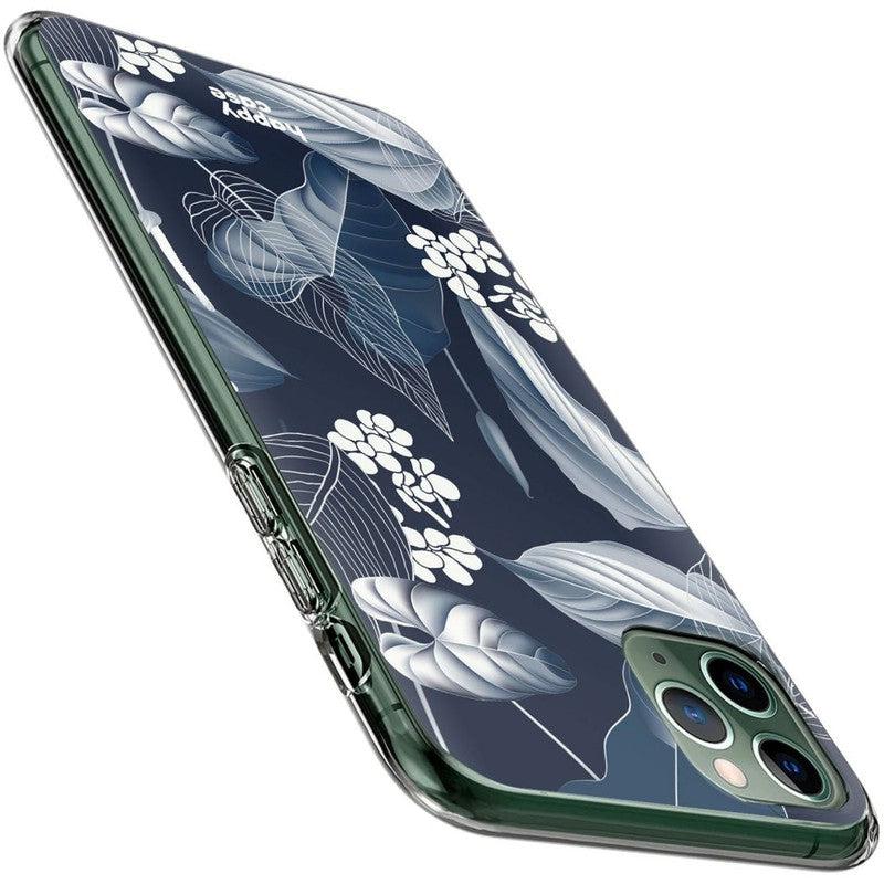 HappyCase iPhone 11 Pro Hoesje Flexibel TPU Blue Leaves Print