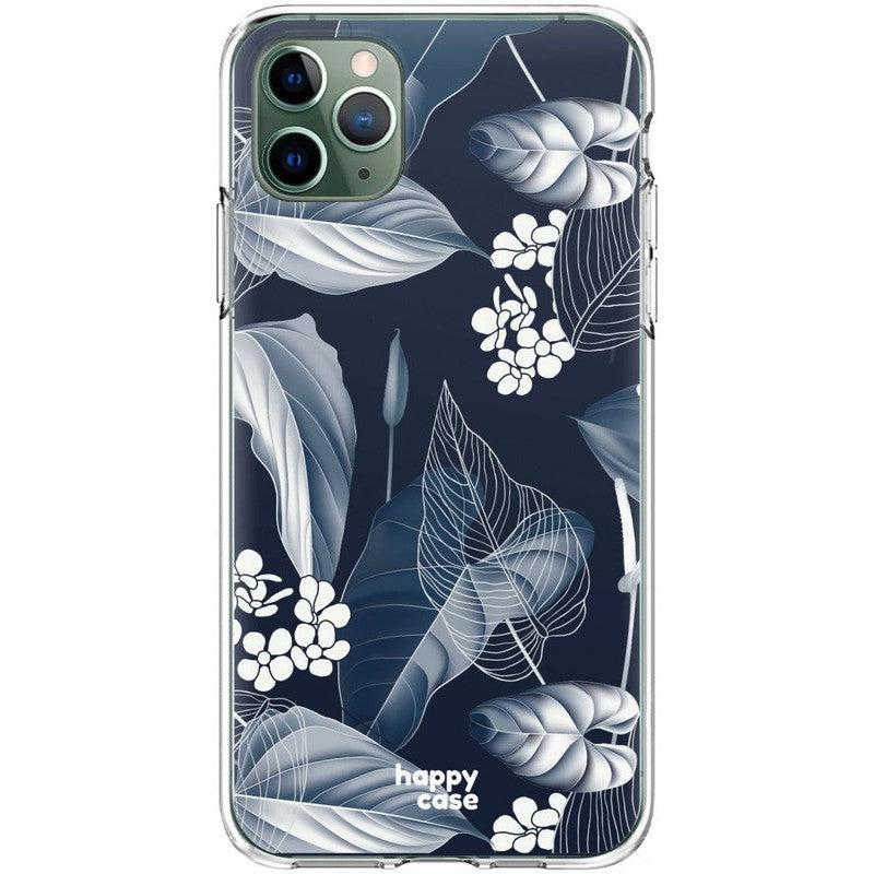 HappyCase iPhone 11 Pro Hoesje Flexibel TPU Blue Leaves Print