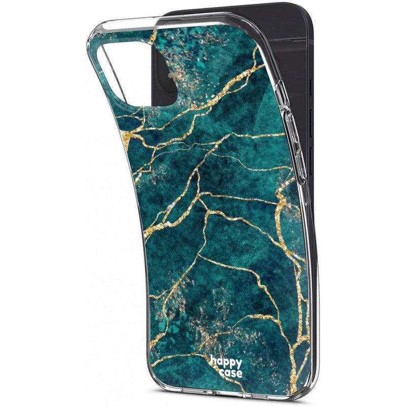 HappyCase iPhone 13 Hoesje Flexibel TPU Aqua Marmer Print