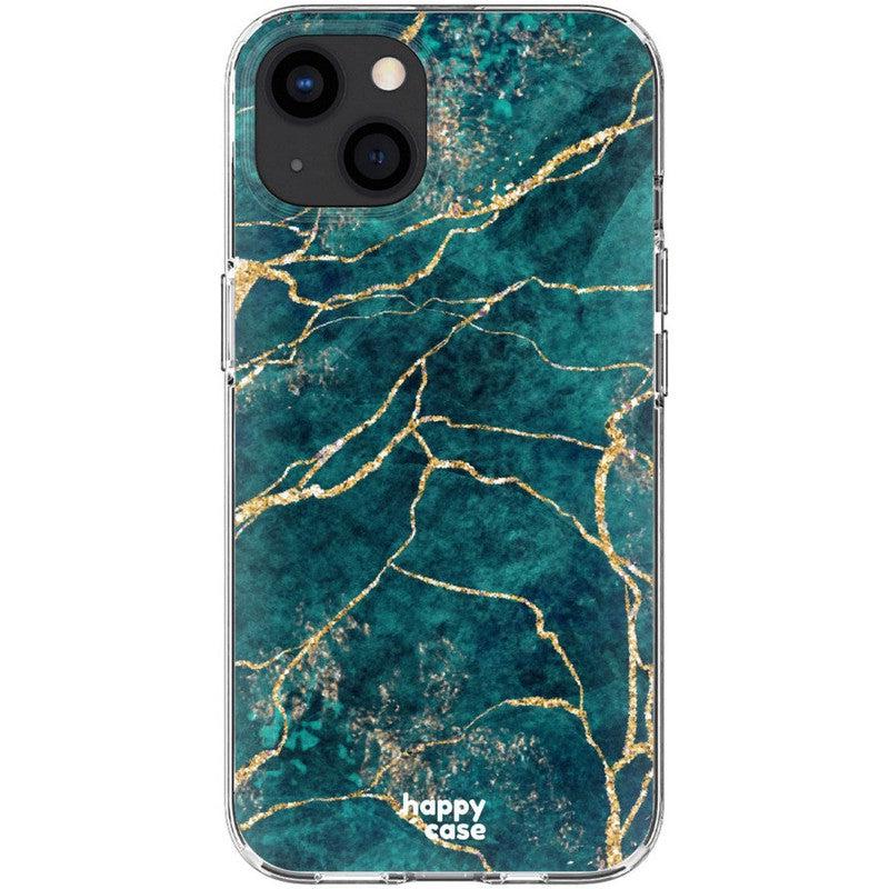 HappyCase iPhone 13 Hoesje Flexibel TPU Aqua Marmer Print