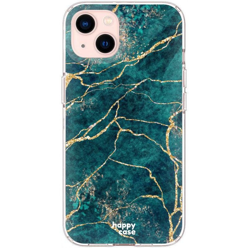 HappyCase iPhone 13 Hoesje Flexibel TPU Aqua Marmer Print