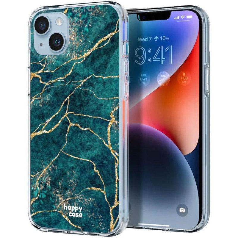 HappyCase iPhone 14 Hoesje Flexibel TPU Aqua Marmer Print