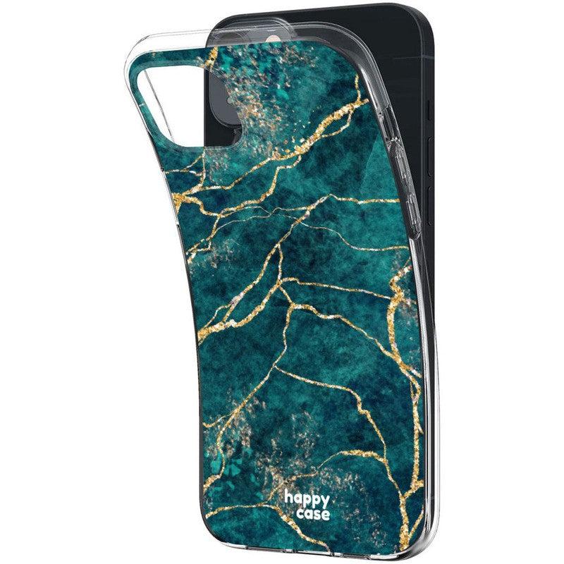 HappyCase iPhone 14 Hoesje Flexibel TPU Aqua Marmer Print