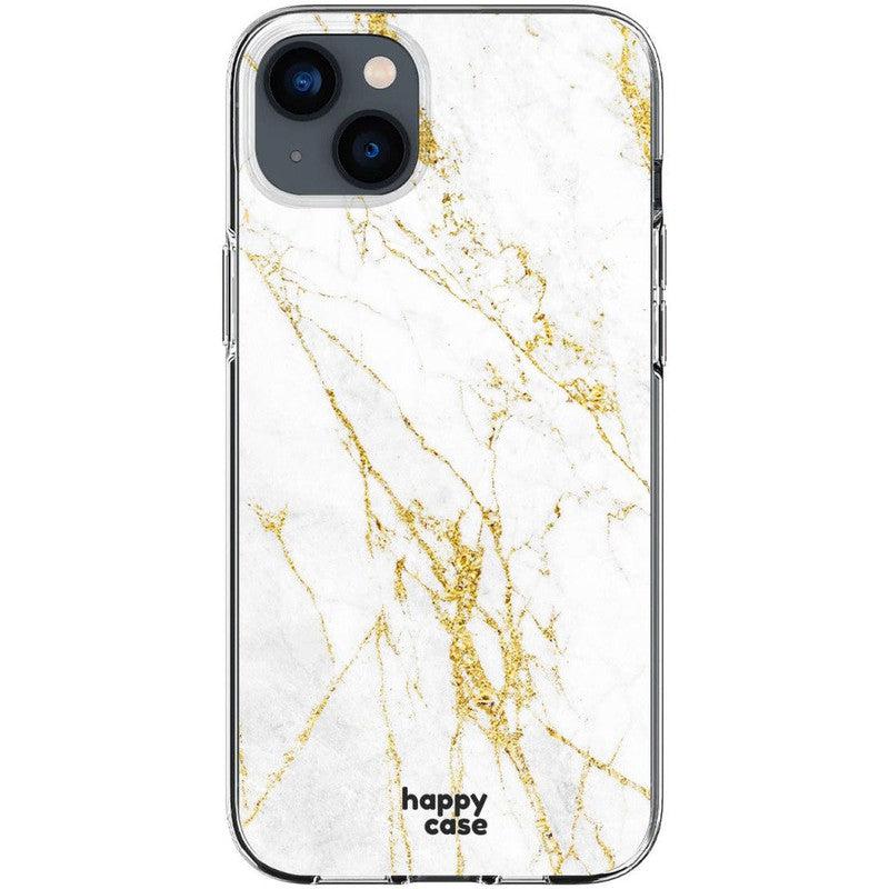 HappyCase iPhone 14 Hoesje Flexibel TPU Wit Marmer Print