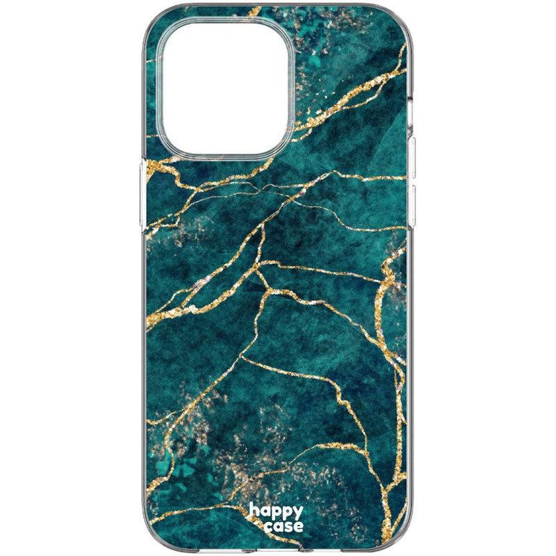 HappyCase iPhone 14 Pro Hoesje Flexibel TPU Aqua Marmer Print