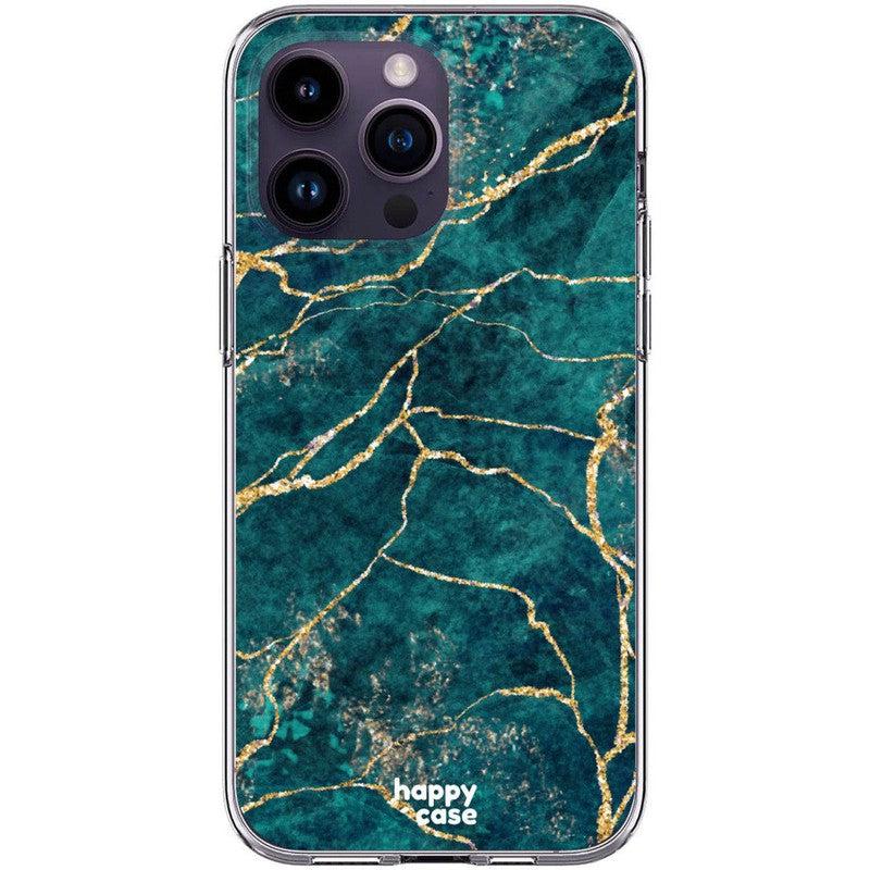 HappyCase iPhone 14 Pro Hoesje Flexibel TPU Aqua Marmer Print