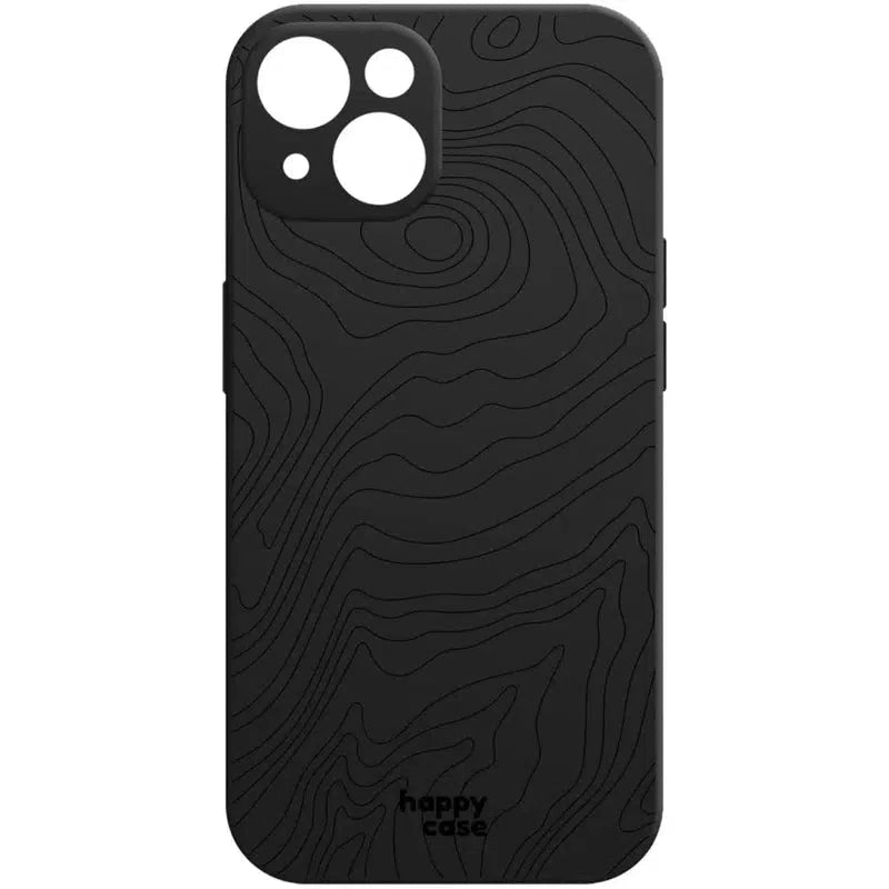 HappyCase iPhone 15 Hoesje Flexibel TPU Fine Lines Zwart Print