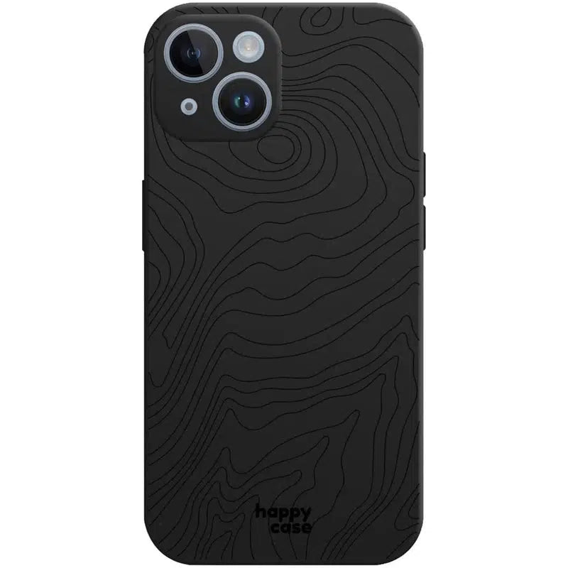 HappyCase iPhone 15 Hoesje Flexibel TPU Fine Lines Zwart Print