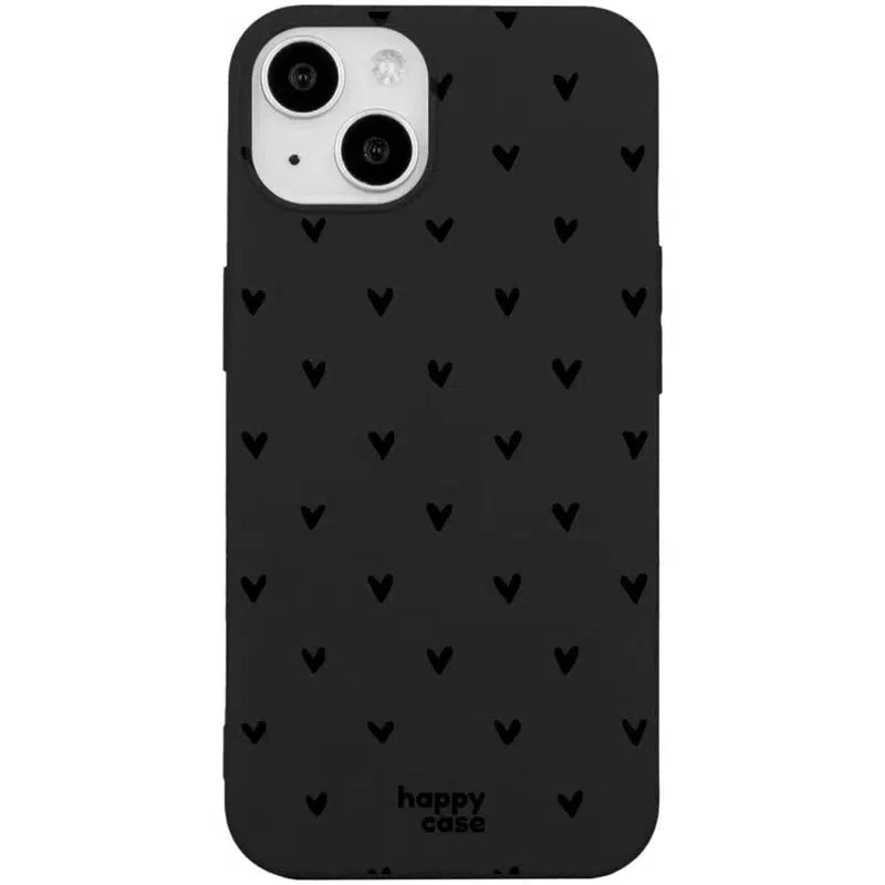 HappyCase iPhone 15 Hoesje Flexibel TPU Hartjes Zwart Print