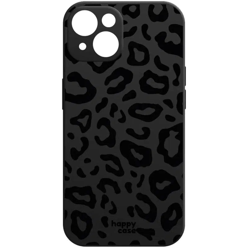 HappyCase iPhone 15 Hoesje Flexibel TPU Luipaard Zwart Print