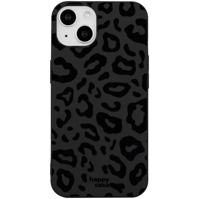 HappyCase iPhone 15 Hoesje Flexibel TPU Luipaard Zwart Print