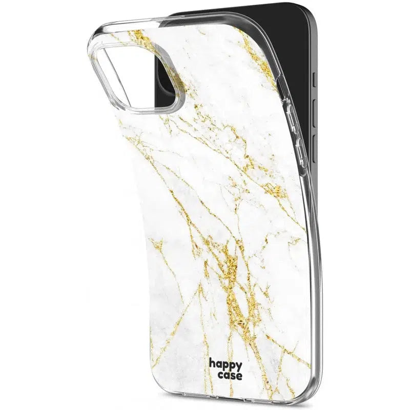 HappyCase iPhone 15 Hoesje Flexibel TPU Wit Marmer Print