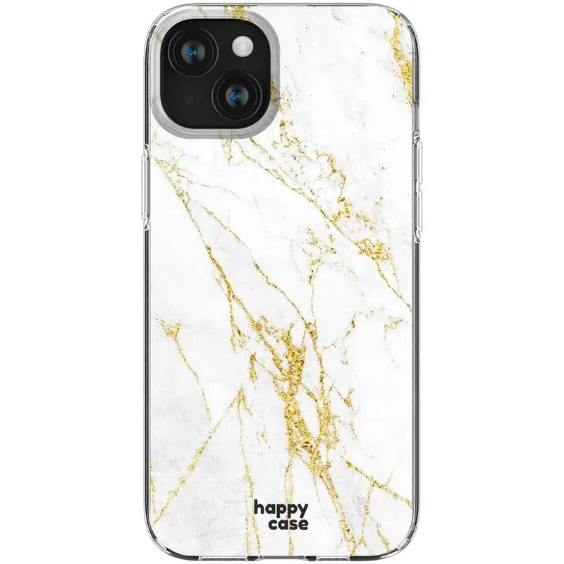 HappyCase iPhone 15 Hoesje Flexibel TPU Wit Marmer Print