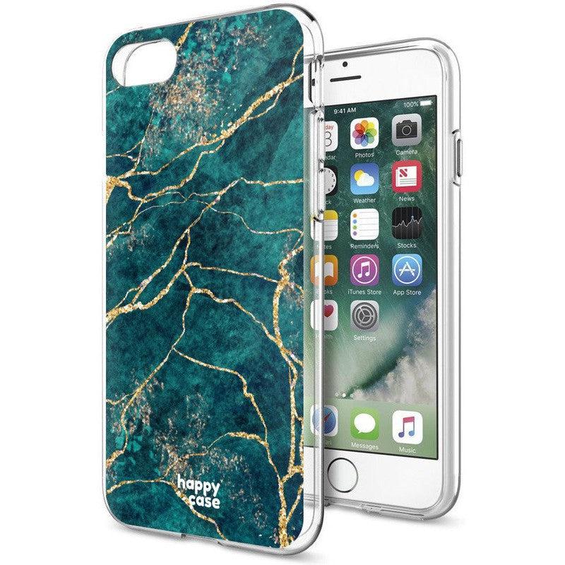 HappyCase iPhone SE 2020/2022 Hoesje Flexibel TPU Aqua Marmer Print