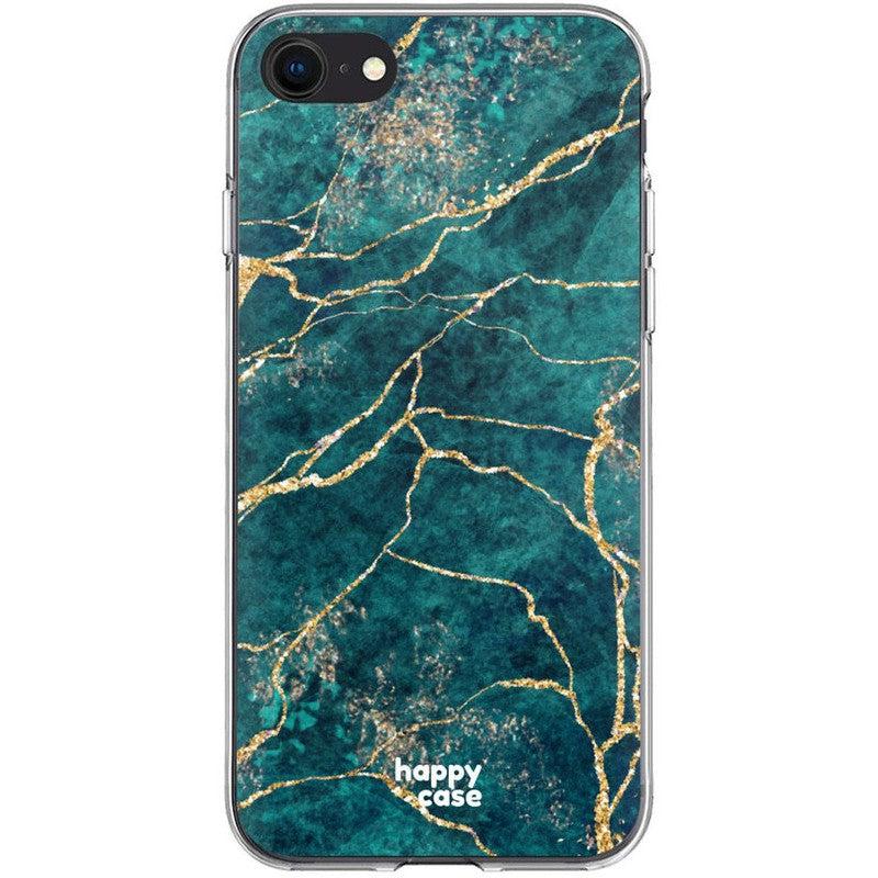 HappyCase iPhone SE 2020/2022 Hoesje Flexibel TPU Aqua Marmer Print