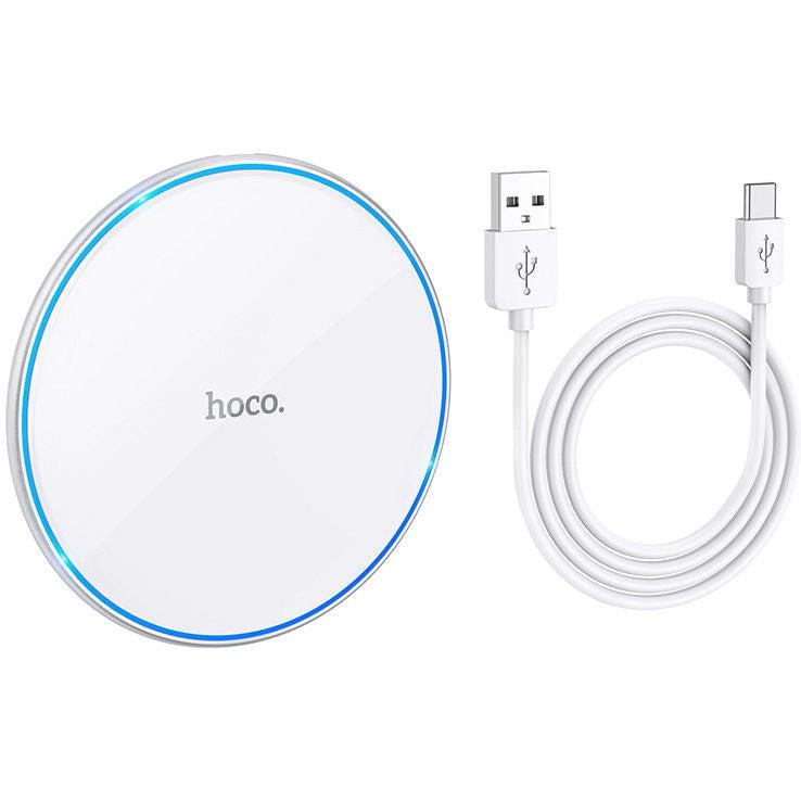 Hoco 15W Draadloze Fast Charge Oplader met USB-C Kabel Wit